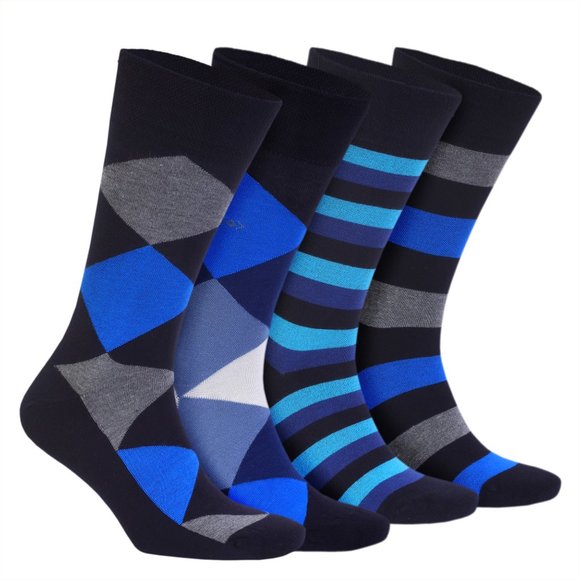 Colorful BAMBOO Socks for MEN WOMEN in Blue Assortment Natural Soft Comfortable - Picture 1 of 5
